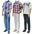 thumbnail image 1 of E-TING 3 Sets Fashion Casual Wear Plaid Doll Clothes Jacket Pants Outfits with 3 Pairs Shoes for 12 Inches boy Dolls, 1 of 6
