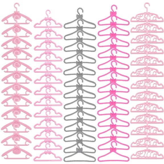 E-TING 60 Pcs Mini Doll Clothes Hangers - Plastic Mixed Little Hangers for 11.5 inch Doll Clothes Gown Dress Outfit