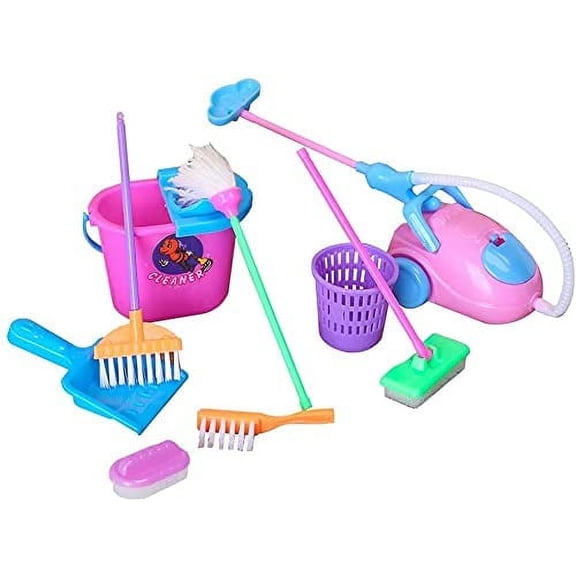 E-TING Miniature Mop Dust Pan, Brush, Broom, Bucket Doll Housework Cleaning Supplies Tools Set Dollhouse Furniture Decoration Acc