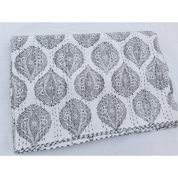 A And E Textiles House Fabric Collection Embracing Heritage, Enhancing Comfort Hand Stitch Kantha Work Quilts, Twin - Reversible