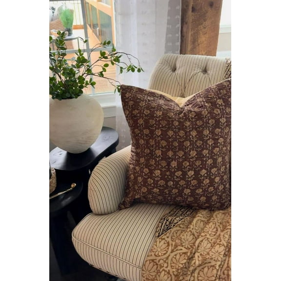 A And E Textiles House Cushion cover All Size Pillow Cover Home Decor Handmade Kantha work Pillow Cover Indian | Modern Pillow | Cushion Cover hamdblock print