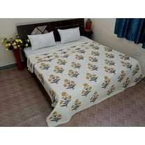 A And E Textiles House Floral Quilt from india kantha quilt queen yellow Leaf kantha quilt bedspread full size quilt Indian kantha throw Kantha Block Printed quilt