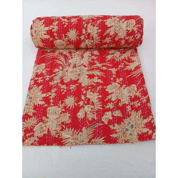A And E Textiles House Handmade Kantha Quilt Grey color Unique Design Handmade Kantha Quilted Bedding Bedspread Print Throw Blanket Well-Looking Quilt
