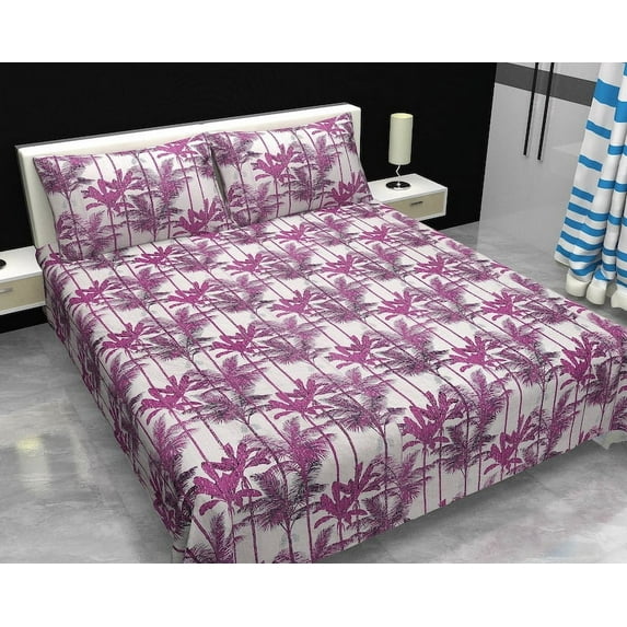 A And E Textiles House Handmade Tropical Kantha Quilt – Vintage Floral & Palm Tree Jungle Design – Rainforest Landscape, Nature-Inspired Quilted Bedding