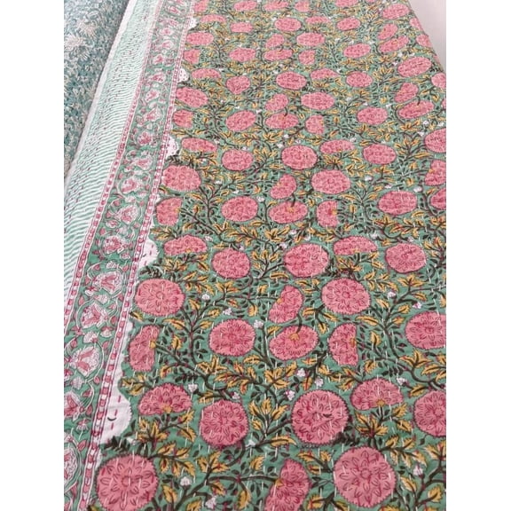 A And E Textiles House Preppy Room decor Kantha Quilt kantha Throw Blanket kantha quilted Flowers print Cotton kantha quilt floral design bedding bedspread