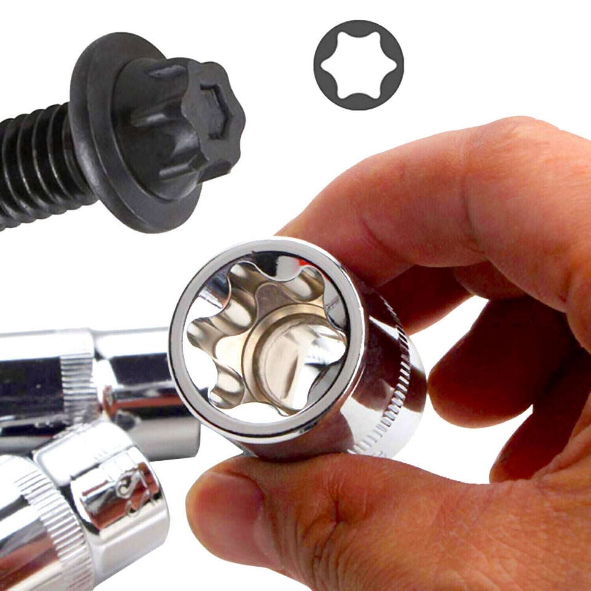 E Torx Star Female Bit Socket Set 1/2" 3/8" 1/4" Drive E4-E24 w/Case ...