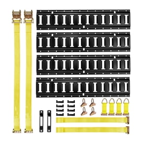 E Track Rail Kit 4 Pack - 2ft Tie Down Rails, 20 Pcs with Straps & Fittings - Garage, Van, Trailer Cargo Control