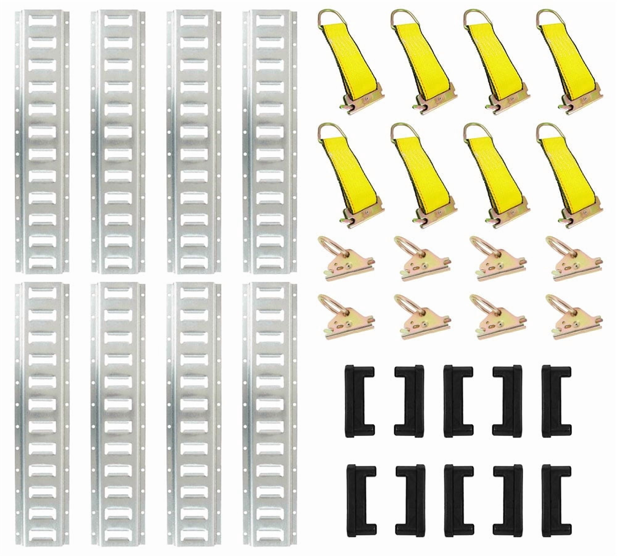 E Track Rail Tie-Down Kit - 8 PK 8' Horizontal Galvanized E-Track Rails ...