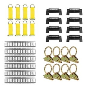 "E-Track Tie-Down KIT! 6 Galvanized 5' Horizontal E Track Rails, 8 End Caps, 8 Rope Tie-Offs, 8 O Rings | Trailer Accessories, Cargo Securement"