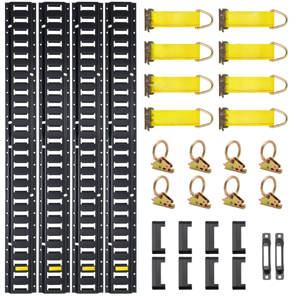 E Track Tie Down Kit 30PCS - 5FT Rails, O Rings, Tie Offs & End Caps - Cargo Securing System for Trucks, Vans, Motorcycles & Bikes