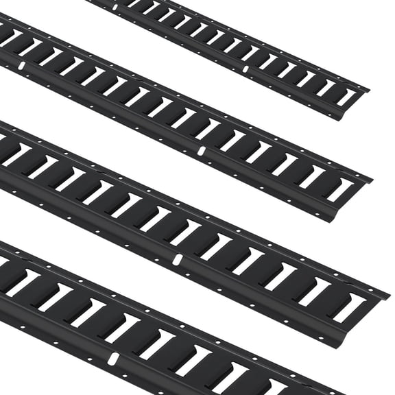 E Track Tie Down Rail Kit 5 Foot Steel Rails 4 Pack Secure Cargo Heavy Loads Up to 2000 lbs Heavy Duty Etrack Rails with Screws for Garages Vans Trailers Motorcycle Tie Downs ATV Mountings