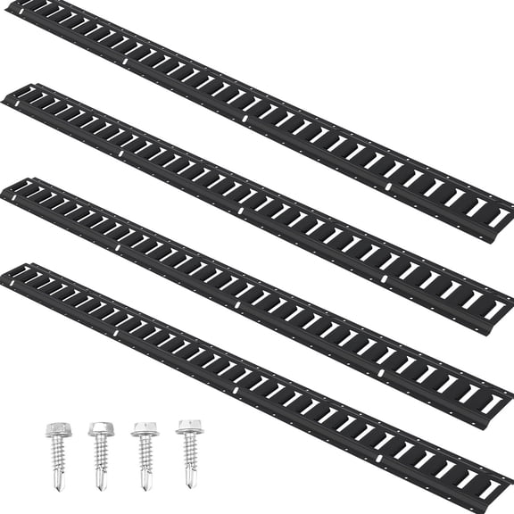 E Track Tie Down Rail Kit, 5' Steel Rails, 4 Pack, Secure Cargo & Heavy Loads Up to 2000 lbs, Heavy Duty Etrack Rails with Screws for Garages, Vans, Trailers, Motorcycle Tie Downs, ATV Mountings