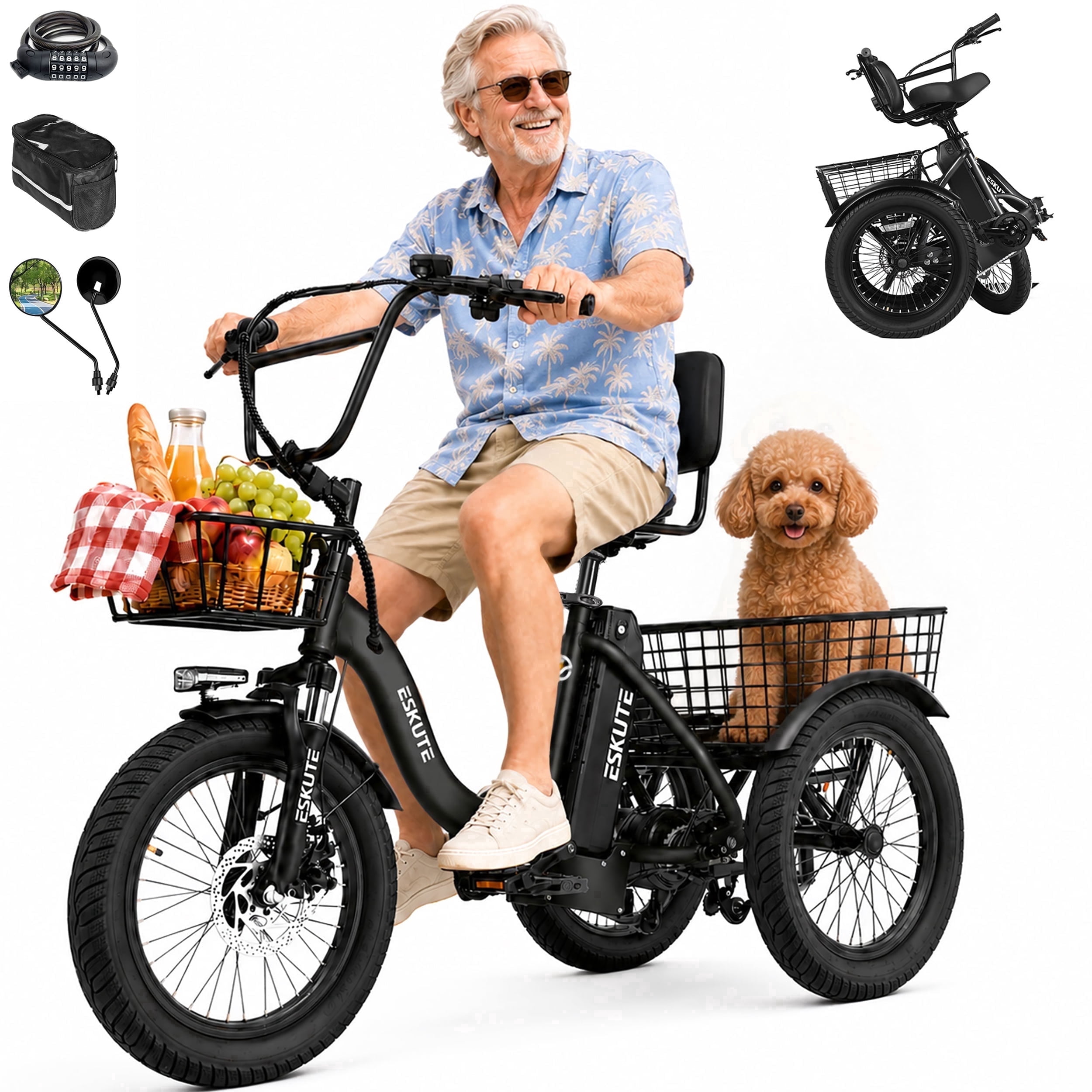 electric bicycle trike High-Capacity Cargo E-Trike WHALE, Gray The Addmotor Soletri electric trike is a stylish SUN 24" Traditional Electric Tricycle