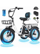 ESKUTE T300 E Trike Electric Tricycle for Adults, 750W Brushless Motor 18MPH Fat Tire Folding Trike, Step-Thru 3 Wheel Electric Bicycle, White with Phone Holder Bag & Mirrors & Lock, UL2849