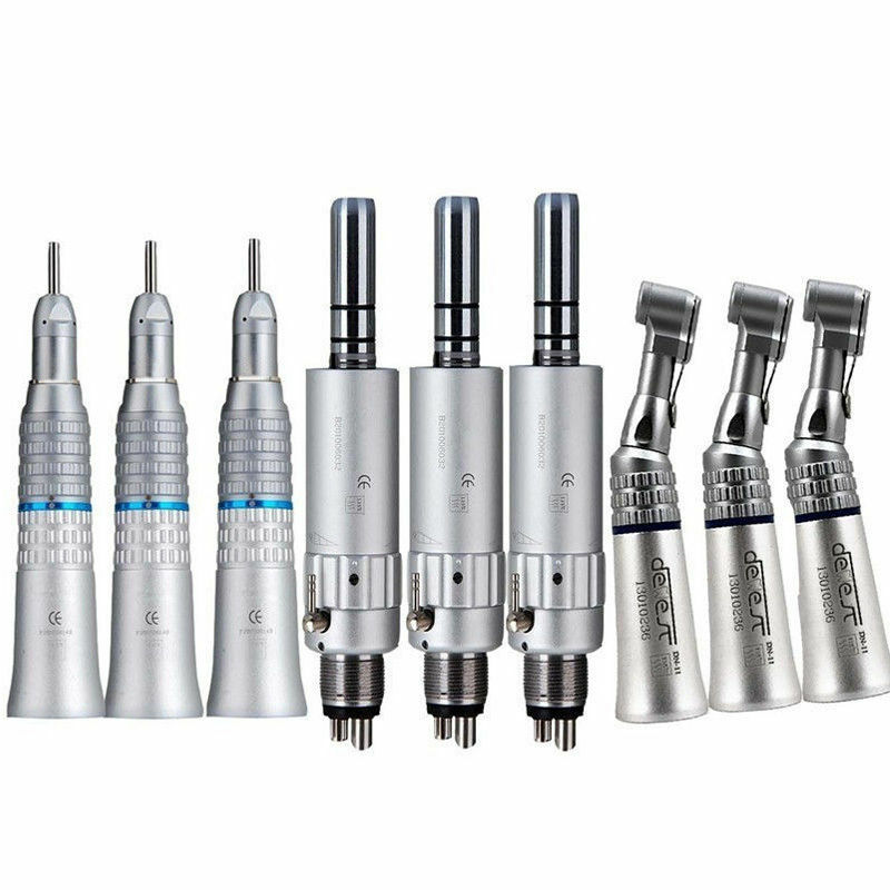 E-Type 4 Hole 3 Sets Dental Slow Speed Handpiece Contra Angle Straight Air Motor