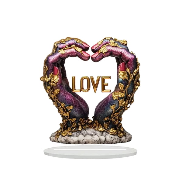 E Valentine’S Day Acrylic 2D Standing Sign Decor, Romantic Couple Heart Motif For Tabletop Shelf, Gift For Loved One