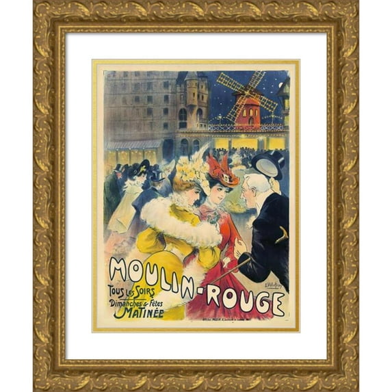 E. Villefroy 19x24 Gold Ornate Framed and Double Matted Museum Art Print Titled - Moulin Rouge