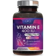 Vitamin E - 180 mg per Serving - Powerful Hair & Skin Support Supplement - dl-Alpha VitaminE Immune Health Support with Antioxidants - Easily Absorbed GMO & Gluten Free, Bottled in USA - 120 Softgels