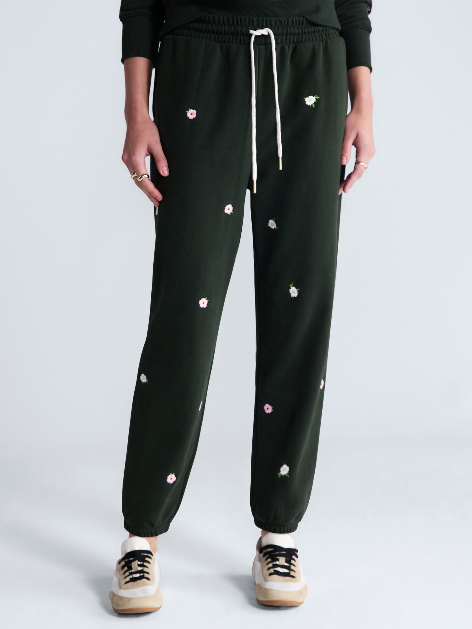 Free Assembly Women’s and Women’s Plus Embroidered Jogger Sweatpants, Sizes XS-4X