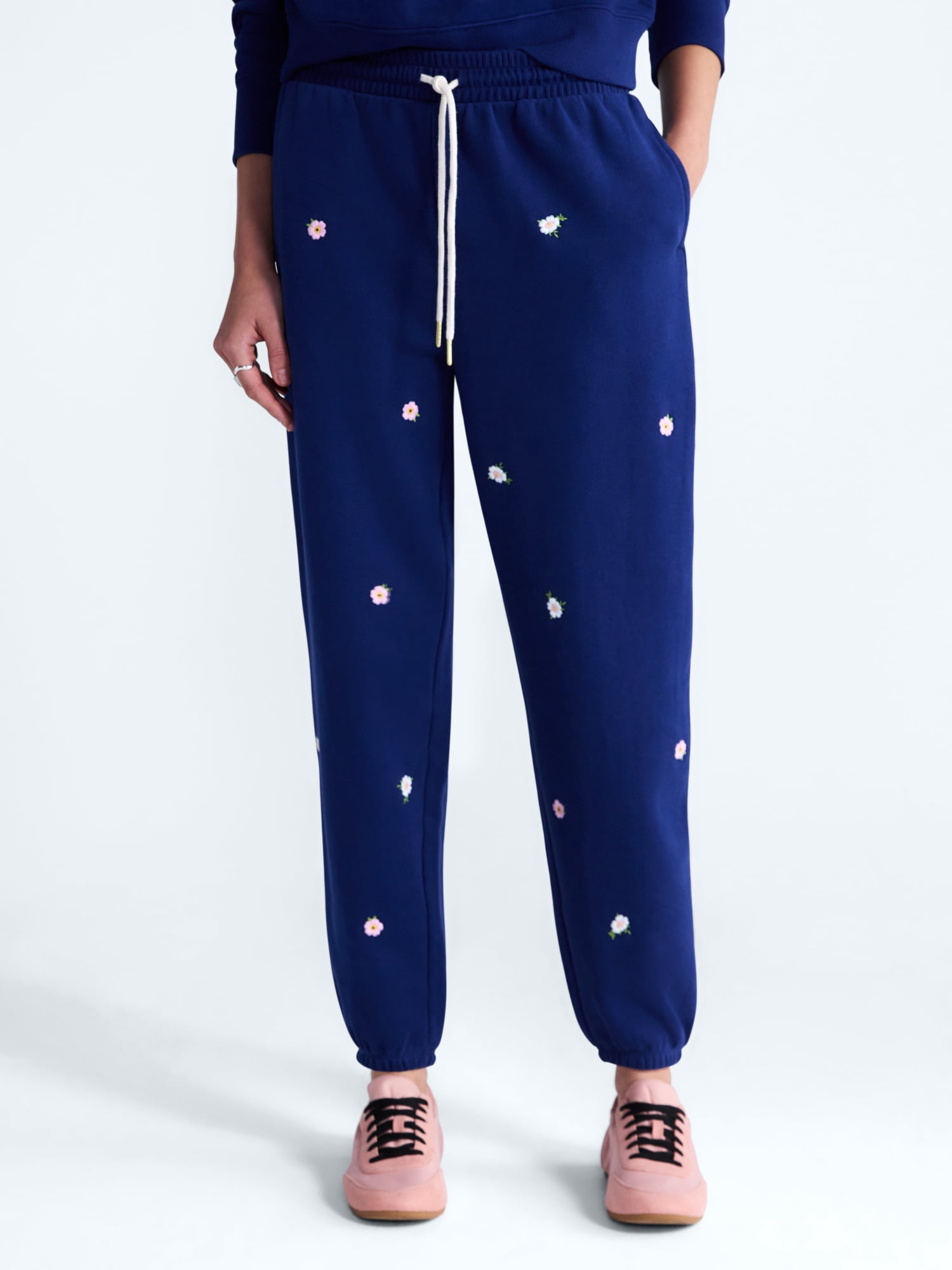 Free Assembly Women’s and Women’s Plus Embroidered Jogger Sweatpants, Sizes XS-4X