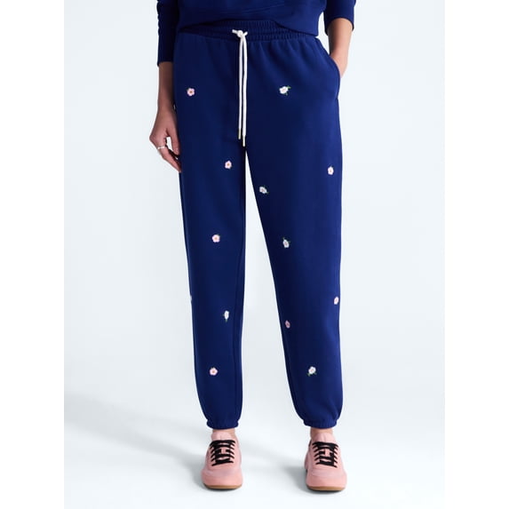 Free Assembly Women’s and Women’s Plus Embroidered Jogger Sweatpants, Sizes XS-4X
