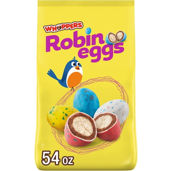 WHOPPERS Robin Eggs Malted Milk Balls, Easter Candy Bulk Bag, 54 oz