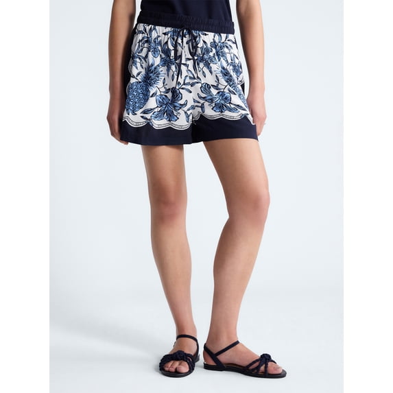 Free Assembly Women's and Women's Plus Pineapple Print Pull On Shorts, Size-XS-4X