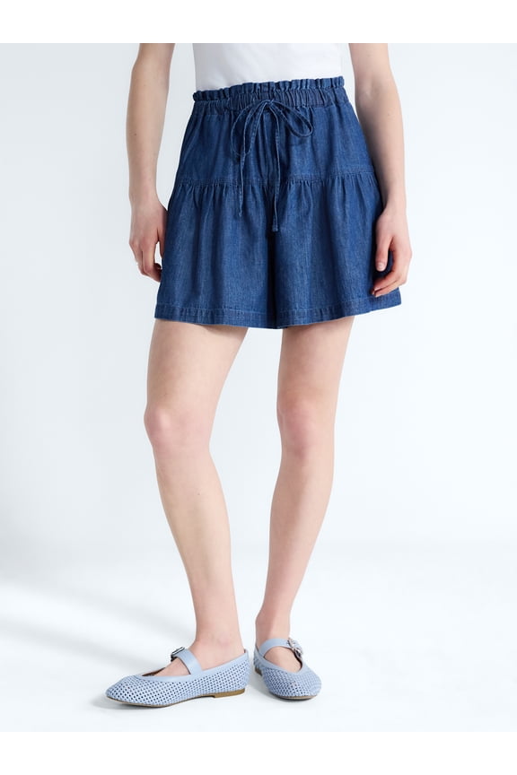 Women's Pull On Seamed Denim Shorts, 4" Inseam, Sizes XS-XXL