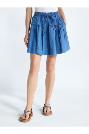 Women's Tiered Denim Mini Skirt, Sizes XS-XXL