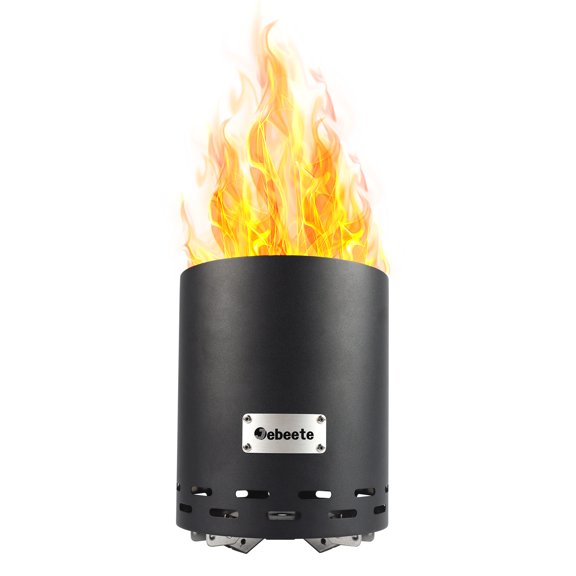 E-Western 10 in Smokeless Tabletop Fire Pit for Patio Outdoor Camping Mini Fireplace Black Silver Stainless Steel