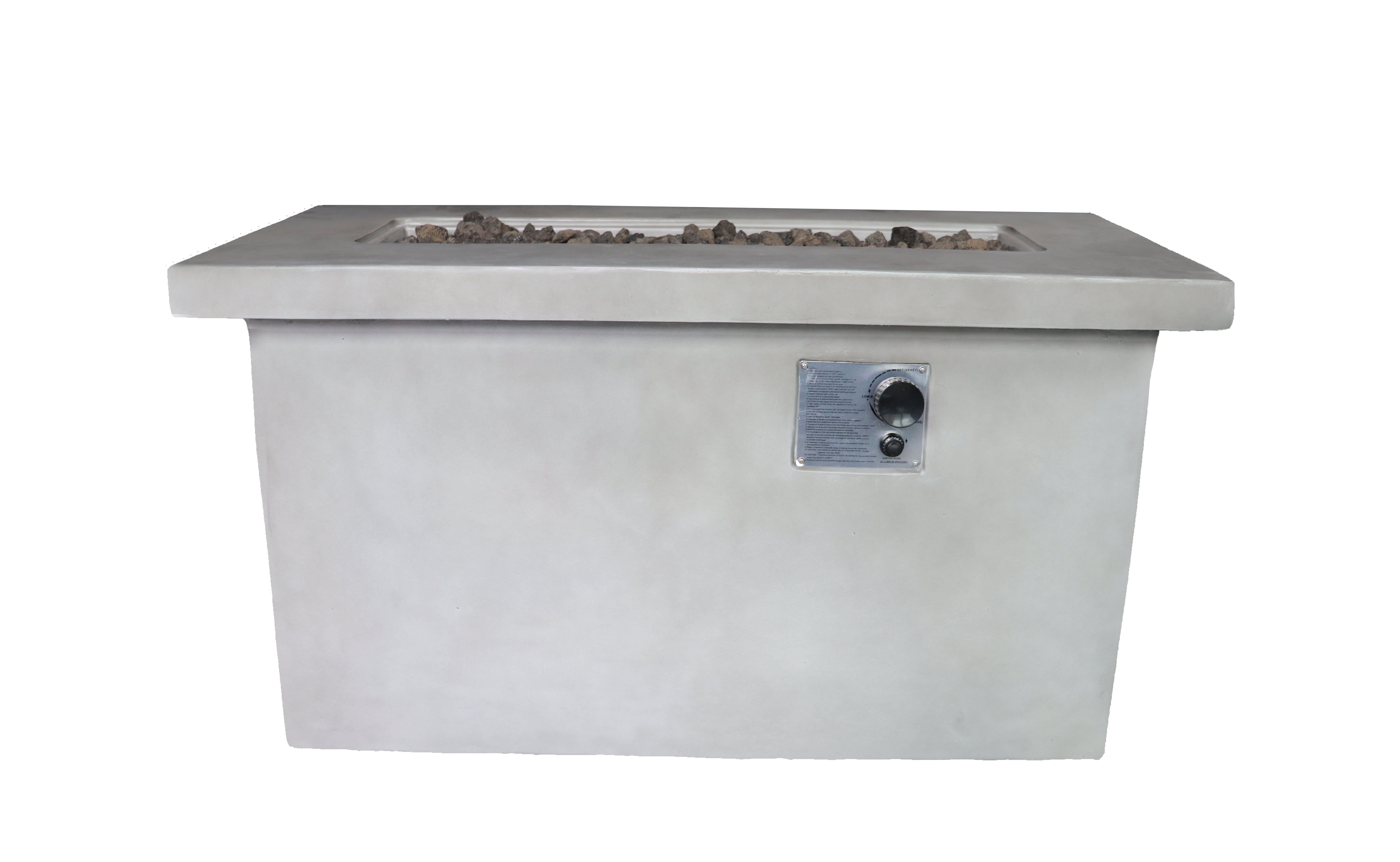 E-Western 24-inch Outdoor Gas Fire Pit Table in Concrete with Lava Rocks BTU 50000 Rust & Weather Resistant Gray
