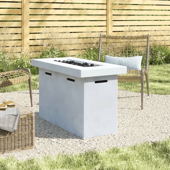 E-Western 25 Inch H x 42 Inch W Fiber Reinforced Concrete Propane Outdoor Fire Pit Table for Garden Outdoor Heating