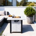thumbnail image 1 of E-Western 25-Inch Outdoor Propane Gas Fire Pit Table 50000 BTU High-Temperature-Resistant Carved Charcoal Grain for Patio Garden Backyard, 1 of 13