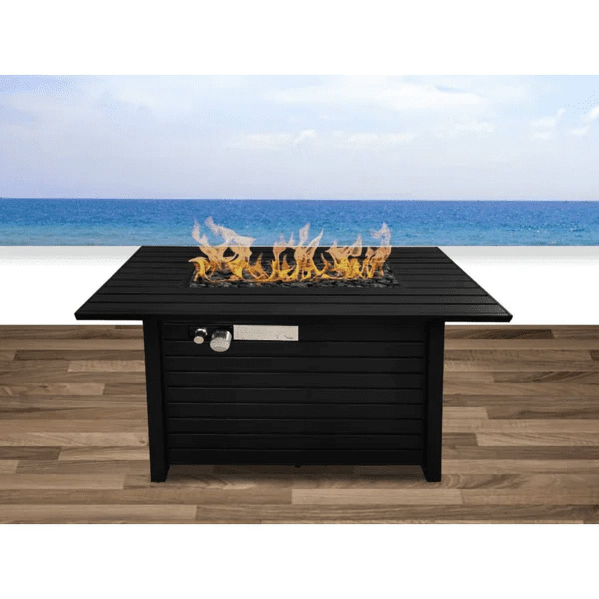 E-Western 25-inch Steel Outdoor Fire Pit Table with Lid, Modern Design, Suitable for Garden & Patio, Includes Safety Features, Easy Assembly
