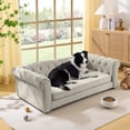 thumbnail image 1 of E-Western Elegant Rectangular Oversized Dog Bed - Modern Linen Fabric Elevated Pet Sofa for Large Dogs, Durable & Comfortable, Easy to Clean, Beige, 1 of 9