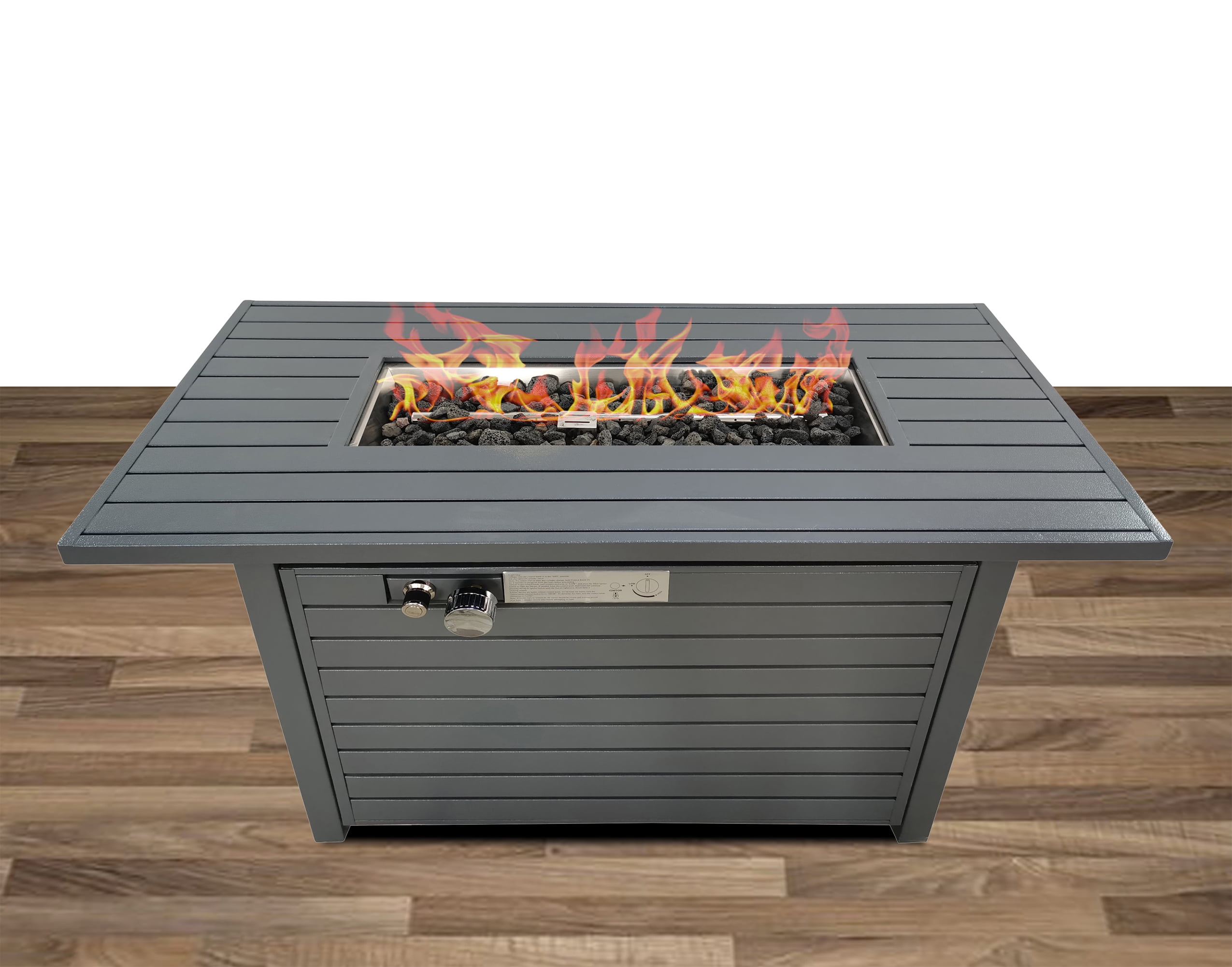 E-Western Living Source International 25 Inch Steel Outdoor Fire Pit Table with Lid Gray