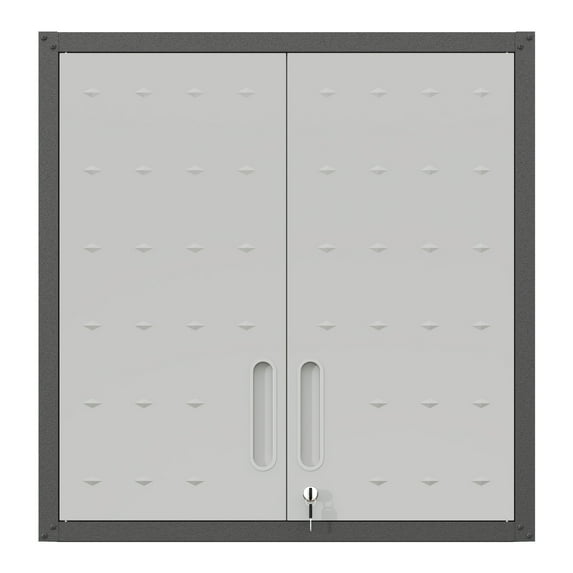 E-Western Metal Wall Mounted Tool Storage Cabinet Locking Door Shelf Garage Warehouse Office Durable Steel Black Gray 35.43 x 18.5 x 7.68 Inches