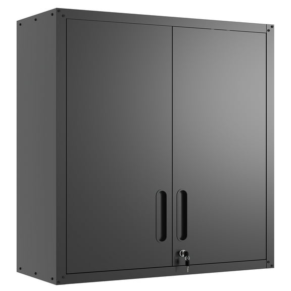 E-Western Metal Wall Mounted Tool Storage Cabinet with Lock and Adjustable Shelf for Garage and Office Black
