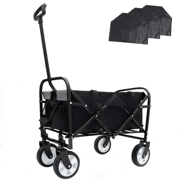 E-Western Minimeetall Multi-use Foldable Wagon Cart Heavy Duty Utility Beach Grocery Camping Bag Black