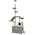 thumbnail image 1 of E-Western Multi-Functional Cat Tree with Litter Box Enclosure and Platforms Gray, Floor to Ceiling Design, Includes Condo, Hammock, Bed, Scratching Posts, Elevated sturdi, 1 of 8