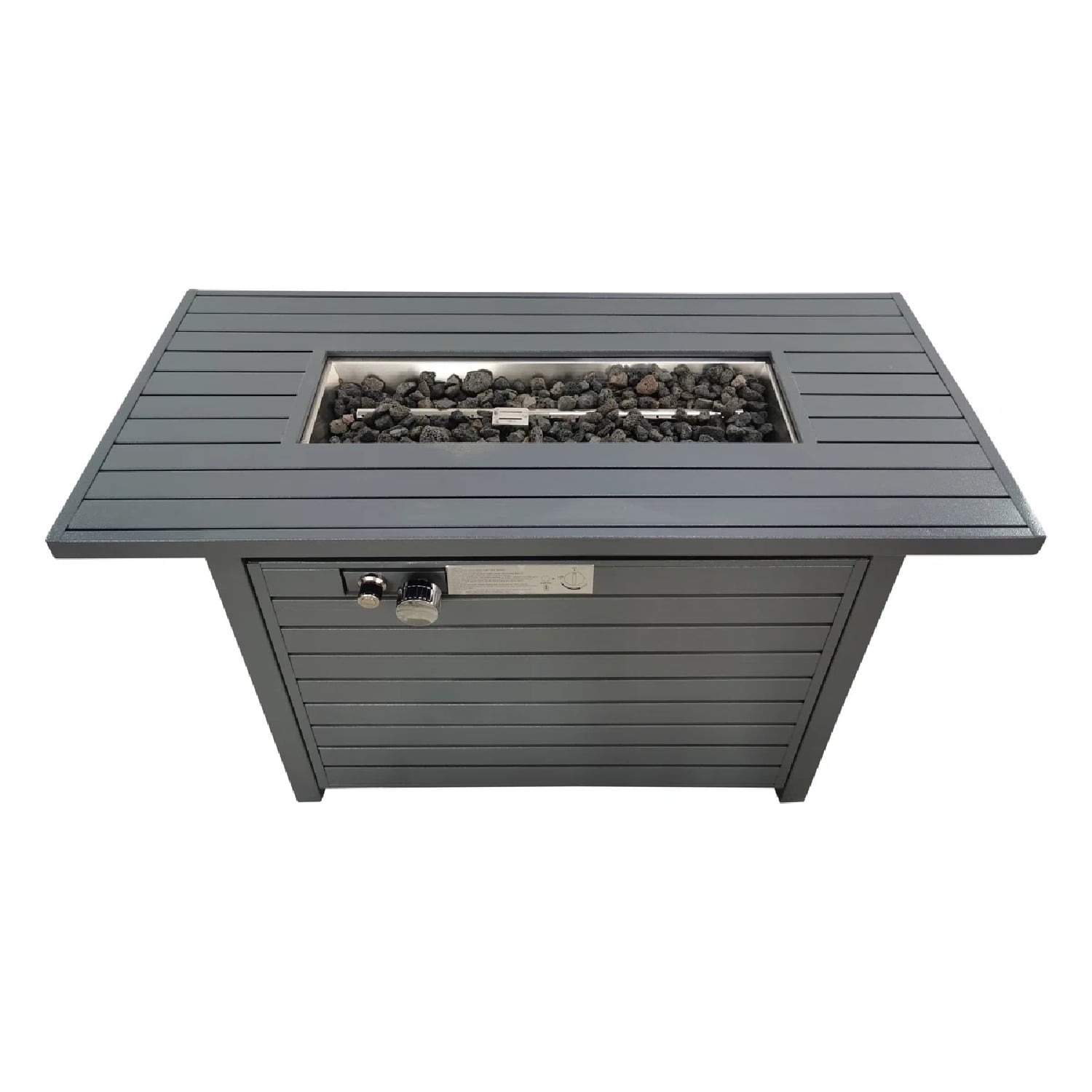 E-Western Outdoor Gas Fire Pit Table 24 Inch Steel Durable Modern Design 50,000 BTU Adjustable Flame with Lid Cover and Lava Rock for Patio Backyard