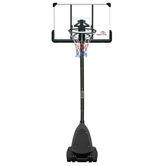 E-Western Outdoor Height Adjustable 7.5 to 10 ft Basketball Hoop with 44 Inch Backboard, Portable System with Stable Base and Wheels