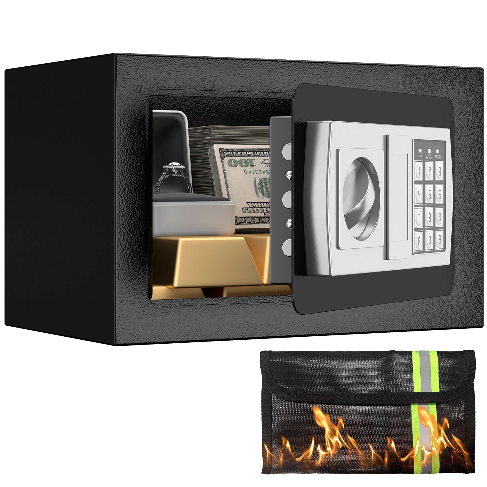 E-Western Personal Safety Box Fireproof Safe with Lock for Home Office ...
