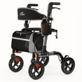 thumbnail image 1 of E-Western Walkers for Seniors Rollator with Seat 350 lb Capacity 8 All-Terrain Wheels Lightweight Aluminum Frame Adjustable Height Grey, 1 of 7
