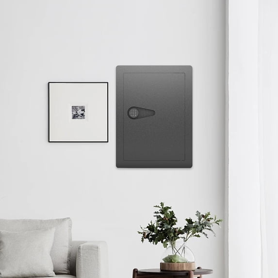E-Western Wall Safe Between the Studs Hidden Digital Lock Removable Shelves Firearm Valuables Black