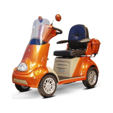 e-wheels 4 wheels designer fully assembled scooter with stereo - orange