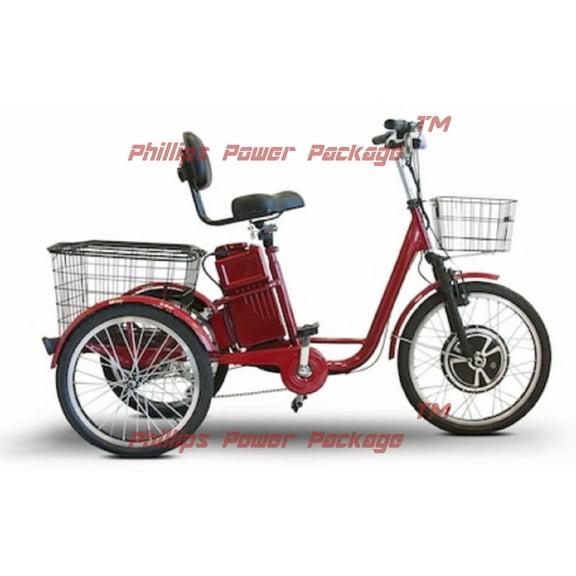 E-Wheels - EW-29 Electric Trike - 3-Wheel - Red - PHILLIPS POWER PACKAGE TM - $500 VALUE