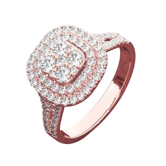 E Women'S Ring With Heart Shaped Design Micro Pave Stones Rose Gold Tone Fashion Hand Jewelry For Daily Wear Size 10