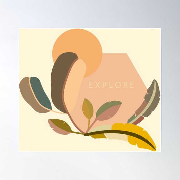 E X P L O R E Poster Wall Art, Modern Wall Decor For Living Room Bedroom, 16x16 UNFRAMED