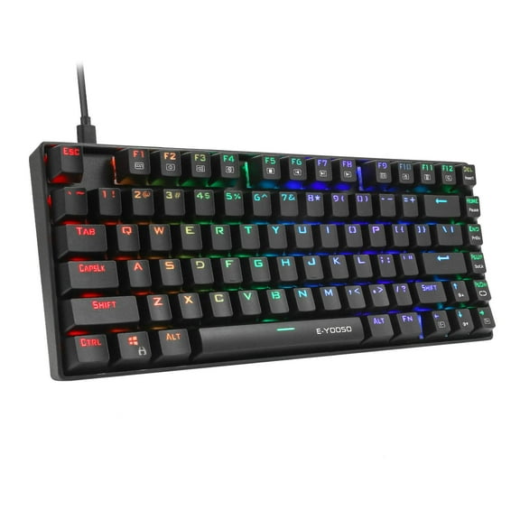E-YOOSO 60% Z-88 PRO RGB Mechanical Gaming Keyboard, Blue Switch, Portable Office Keyboard, Compact 81 Keys Anti-Ghosting for Mac, PC,Gamer-Black